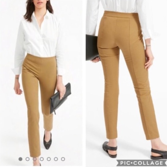 Everlane Side Zip Stretch Work Pants Tan Size 6 Skinny - Picture 2 of 15